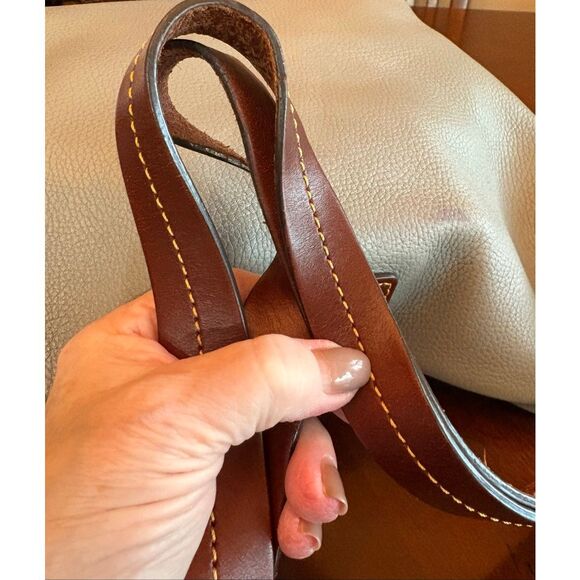 DOONEY & BOURKE - Derby Grey Pebbled Leather Hobo/Brown Vacchetta Leather Trim - Picture 6 of 15